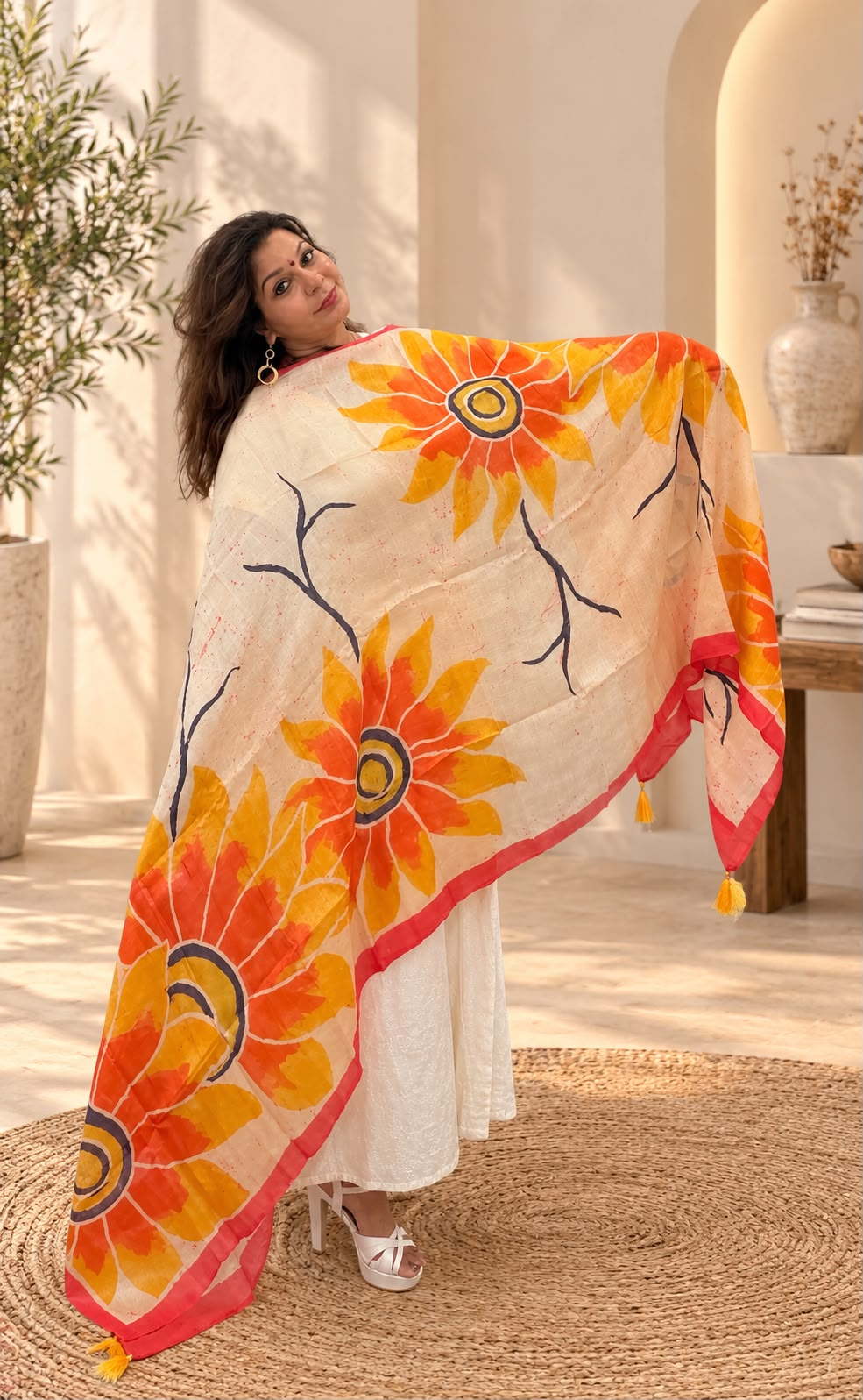 Model wearing Sunlit Gerbera