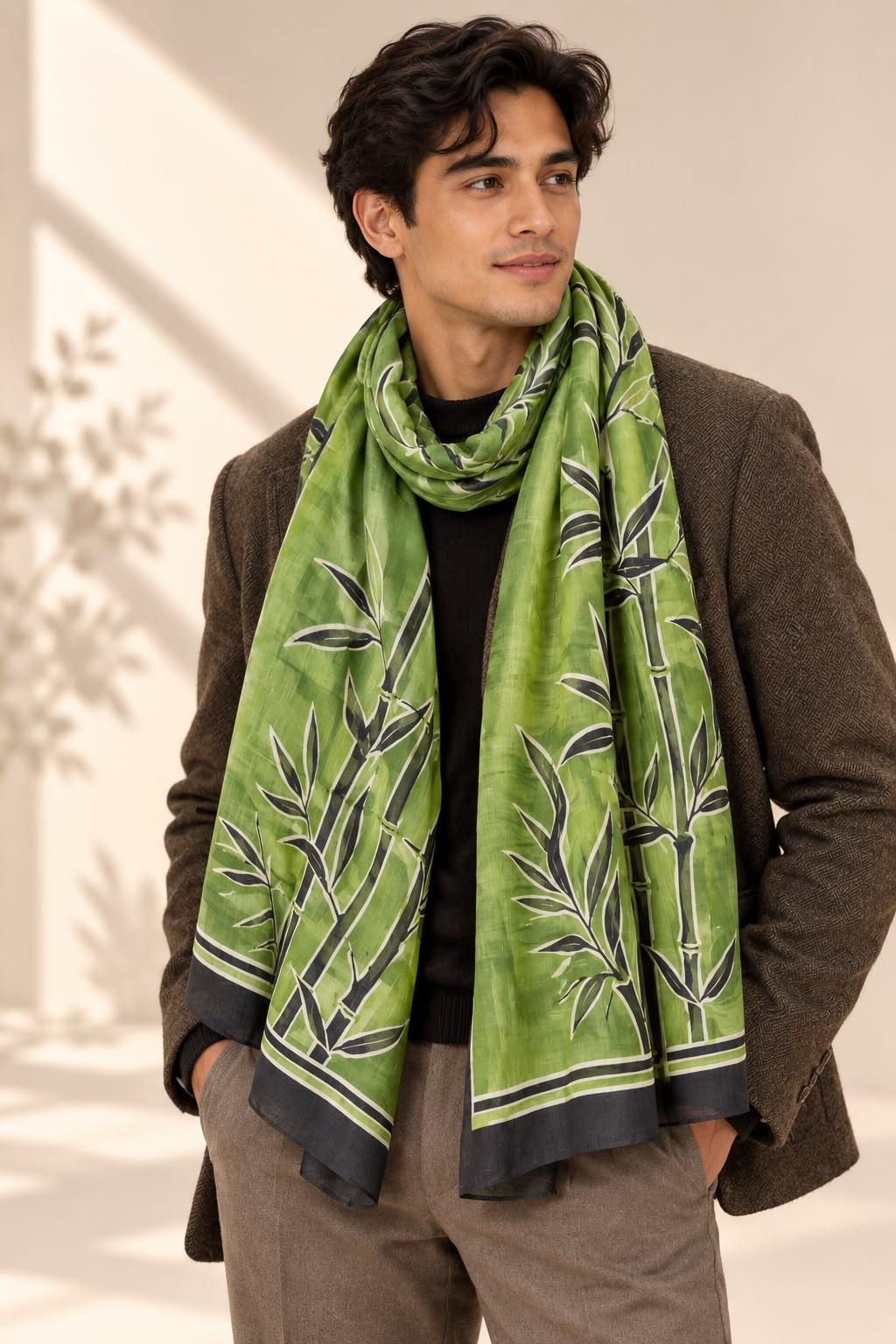 Bamboo Grove stole in a classic drape
