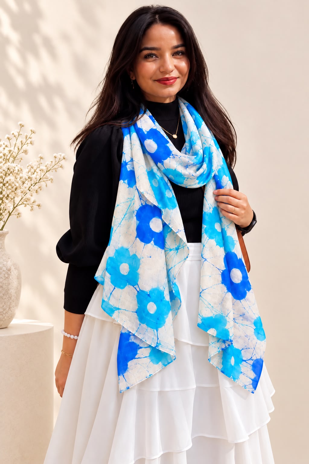 Meadow Blossom stole styled in a loose loop