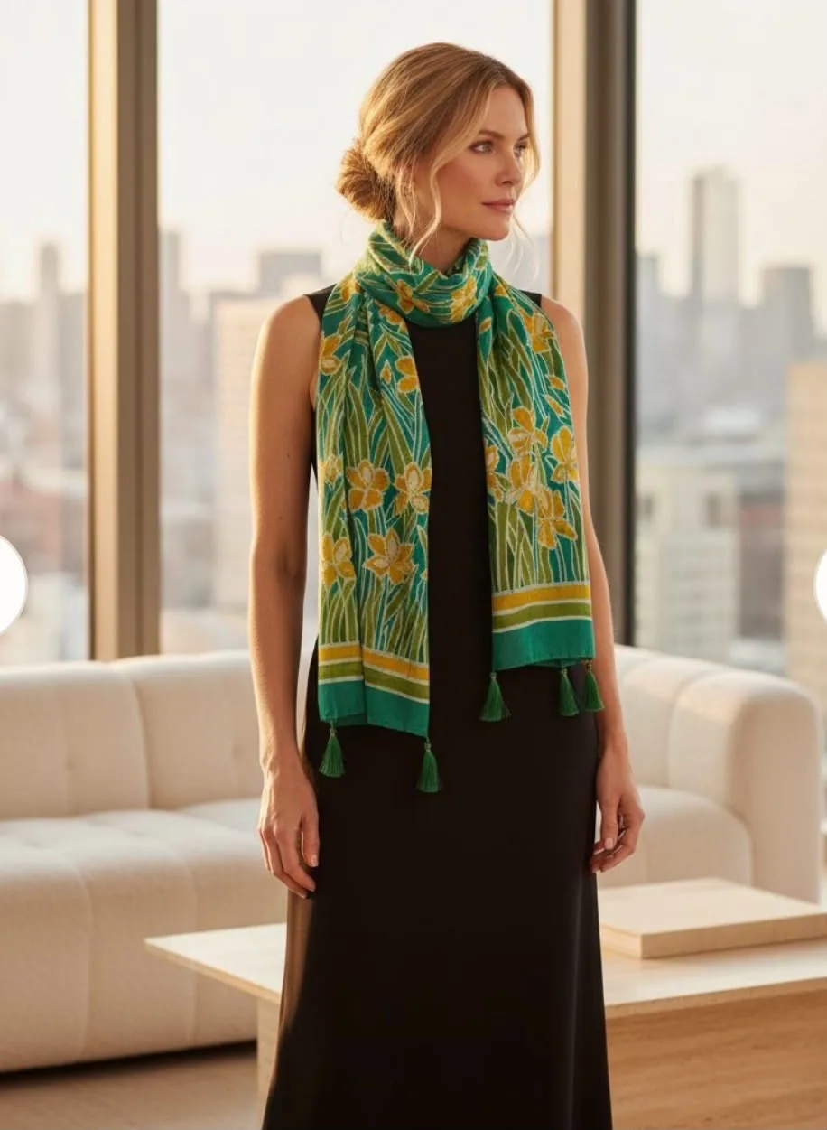 Model demonstrating a classic stole drape